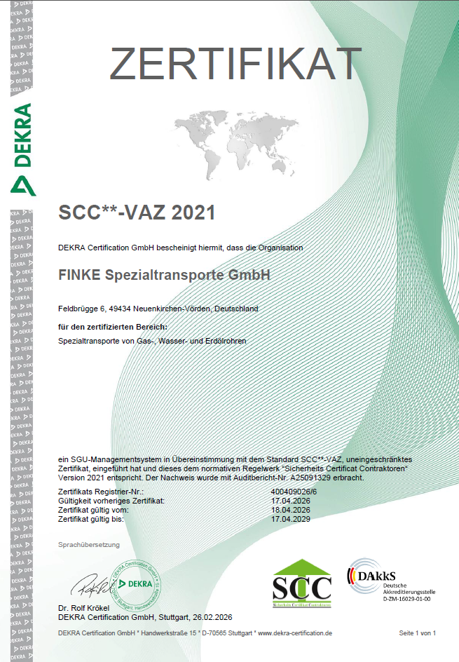 Arbeitssicherheit SCC Dekra Zertifikat